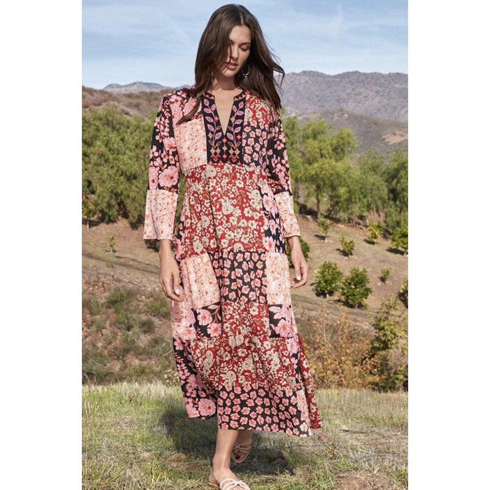 Johnny Was Workshop Women's 3X FLORA TIE BACK DRESS 100% Cotton Embroidered